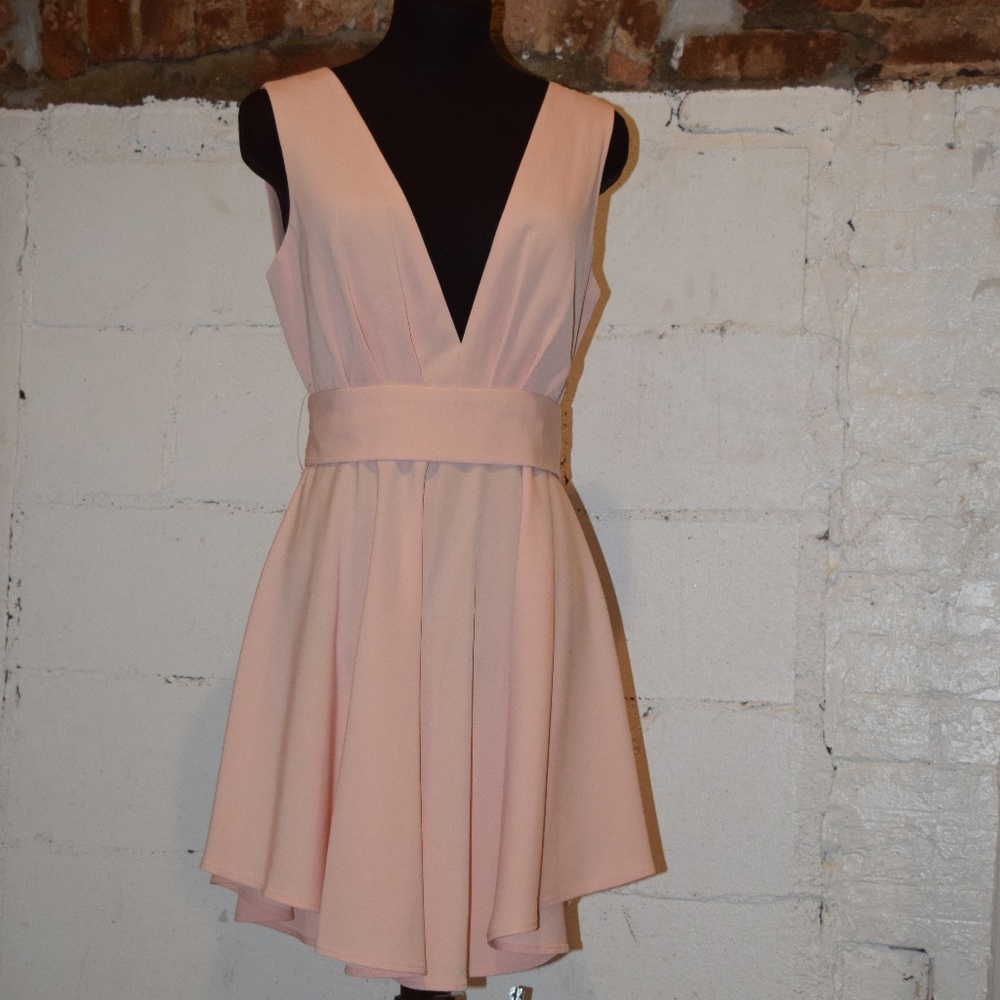 Peach V-neck Dress